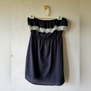 Strapless black summer dress